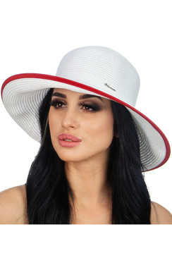 Пляжнаий білий капелюх Delmare 38а з кольоровою смугою